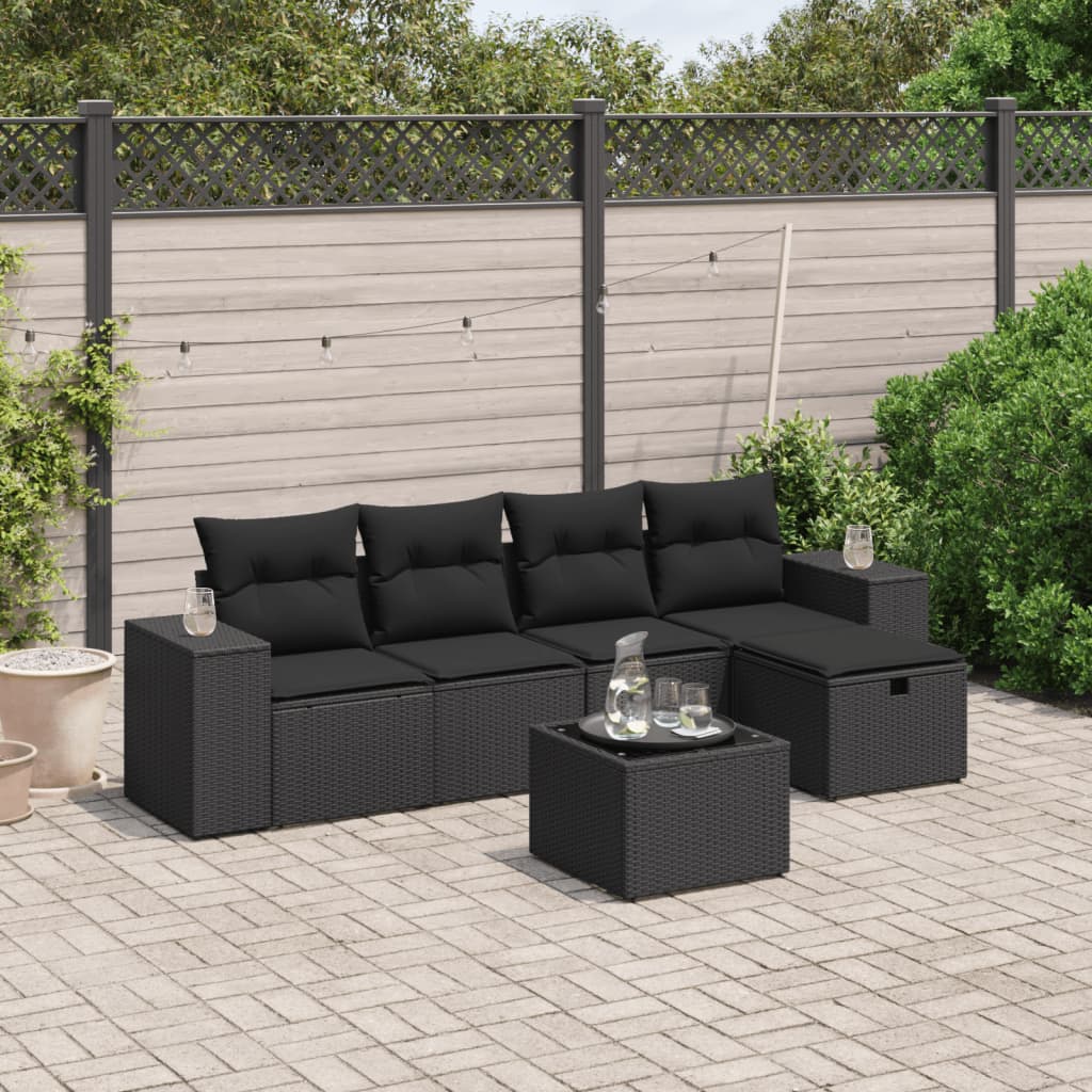Sofasæt Til Haven 6 Dele Med Hynder Polyrattan Brun