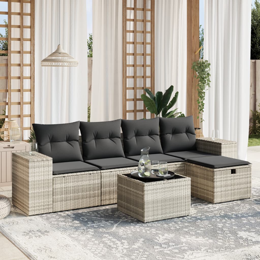 Sofasæt Til Haven 6 Dele Med Hynder Polyrattan Brun