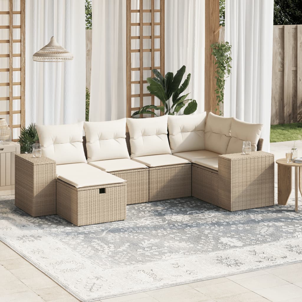 Sofasæt Til Haven 7 Dele Med Hynder Polyrattan Brun