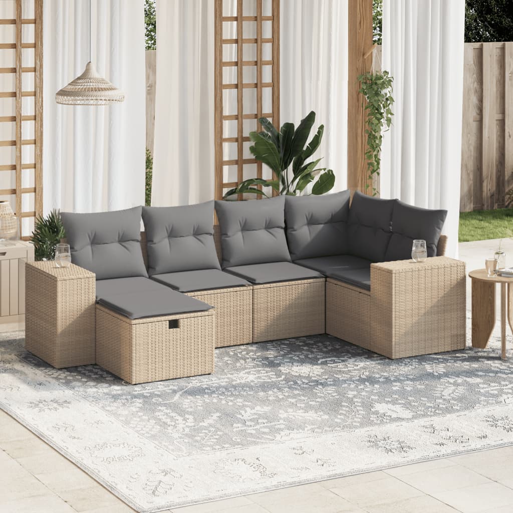 Sofasæt Til Haven 7 Dele Med Hynder Polyrattan Brun