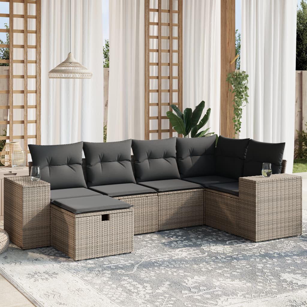 Sofasæt Til Haven 7 Dele Med Hynder Polyrattan Brun