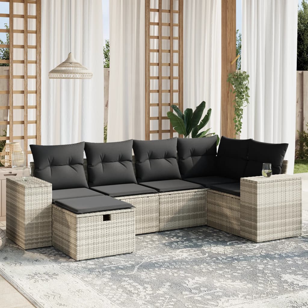 Sofasæt Til Haven 7 Dele Med Hynder Polyrattan Brun