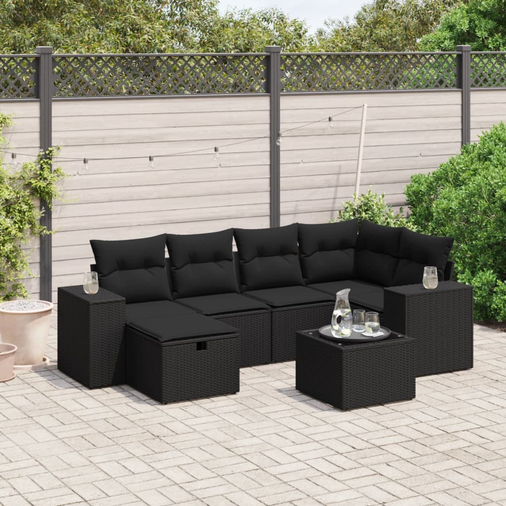 Sofasæt Til Haven 7 Dele Med Hynder Polyrattan Brun