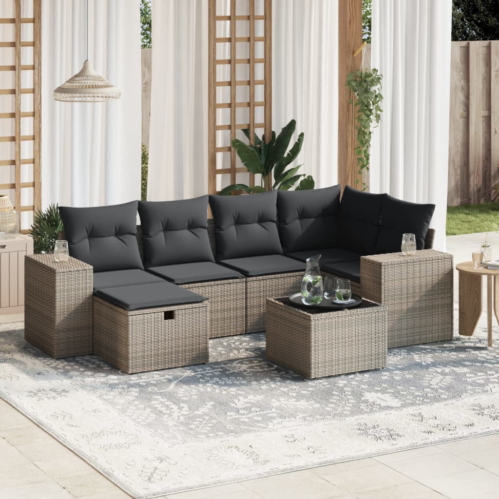 Sofasæt Til Haven 7 Dele Med Hynder Polyrattan Brun