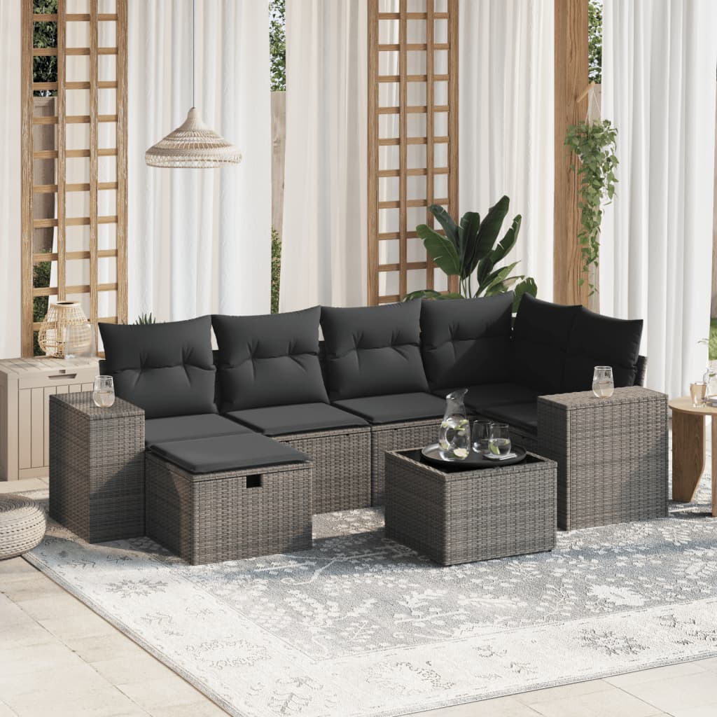 Sofasæt Til Haven 7 Dele Med Hynder Polyrattan Brun