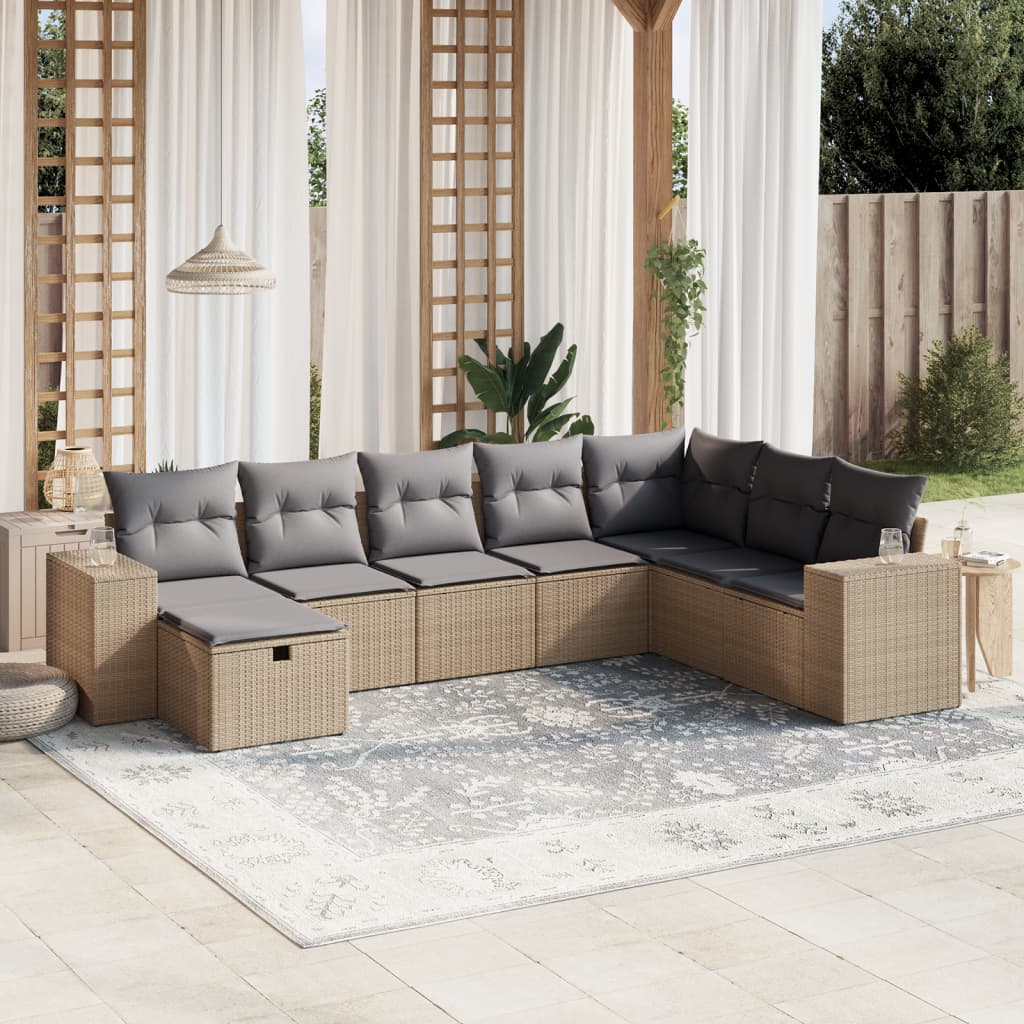 Sofasæt Til Haven 9 Dele Med Hynder Polyrattan Brun