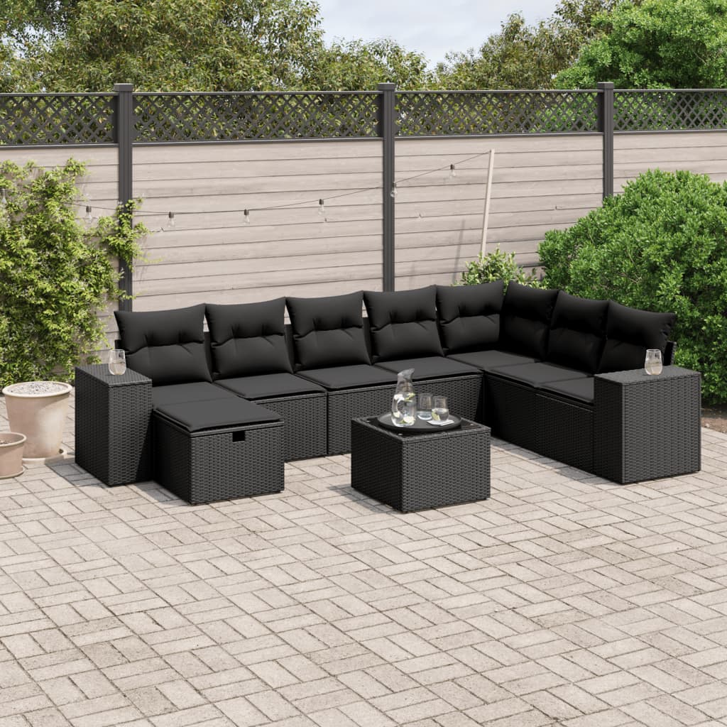 Sofasæt Til Haven 9 Dele Med Hynder Polyrattan Brun