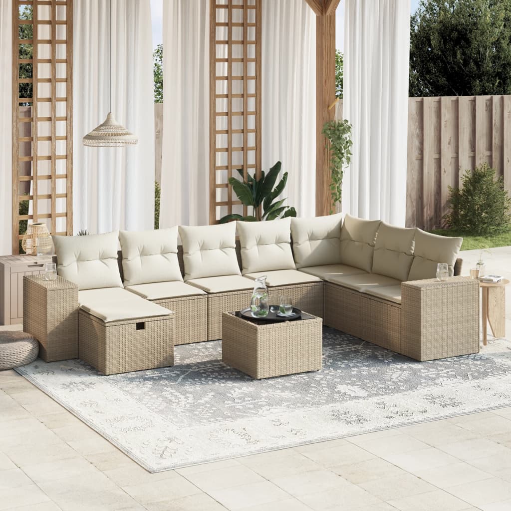 Sofasæt Til Haven 9 Dele Med Hynder Polyrattan Brun