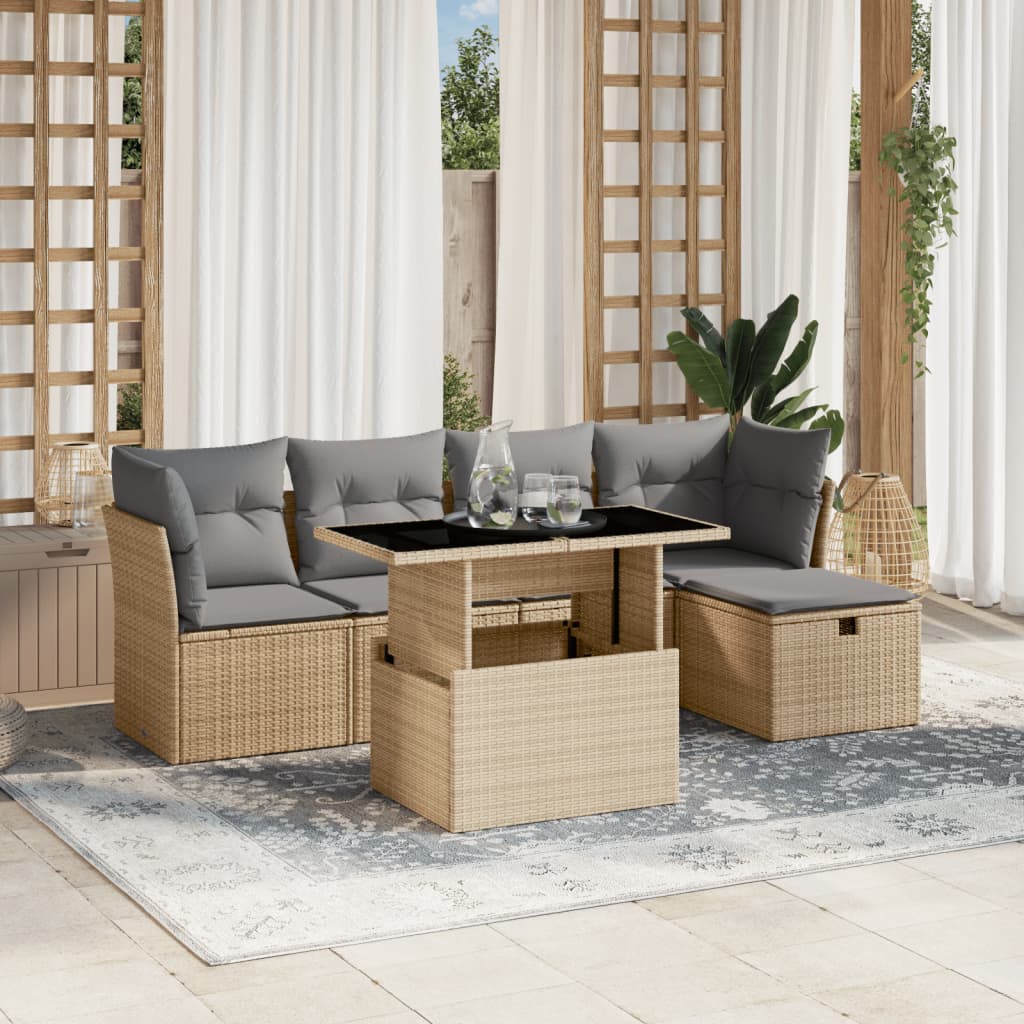 Sofasæt Til Haven 6 Dele Med Hynder Polyrattan