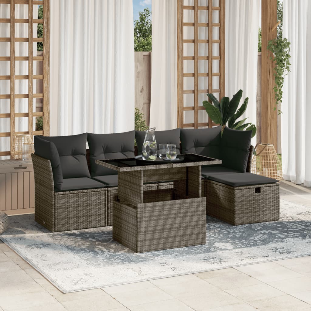 Sofasæt Til Haven 6 Dele Med Hynder Polyrattan