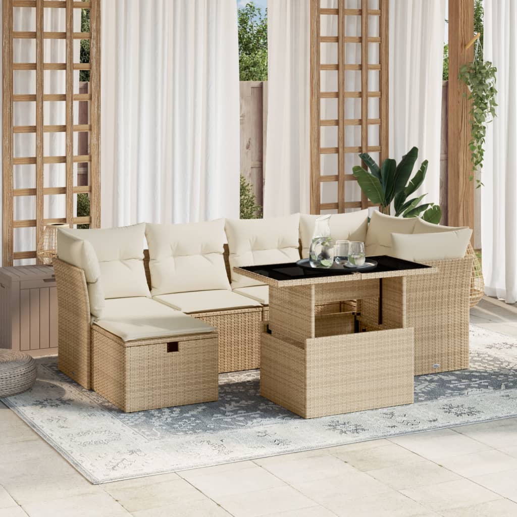 Sofasæt Til Haven 7 Dele Med Hynder Polyrattan