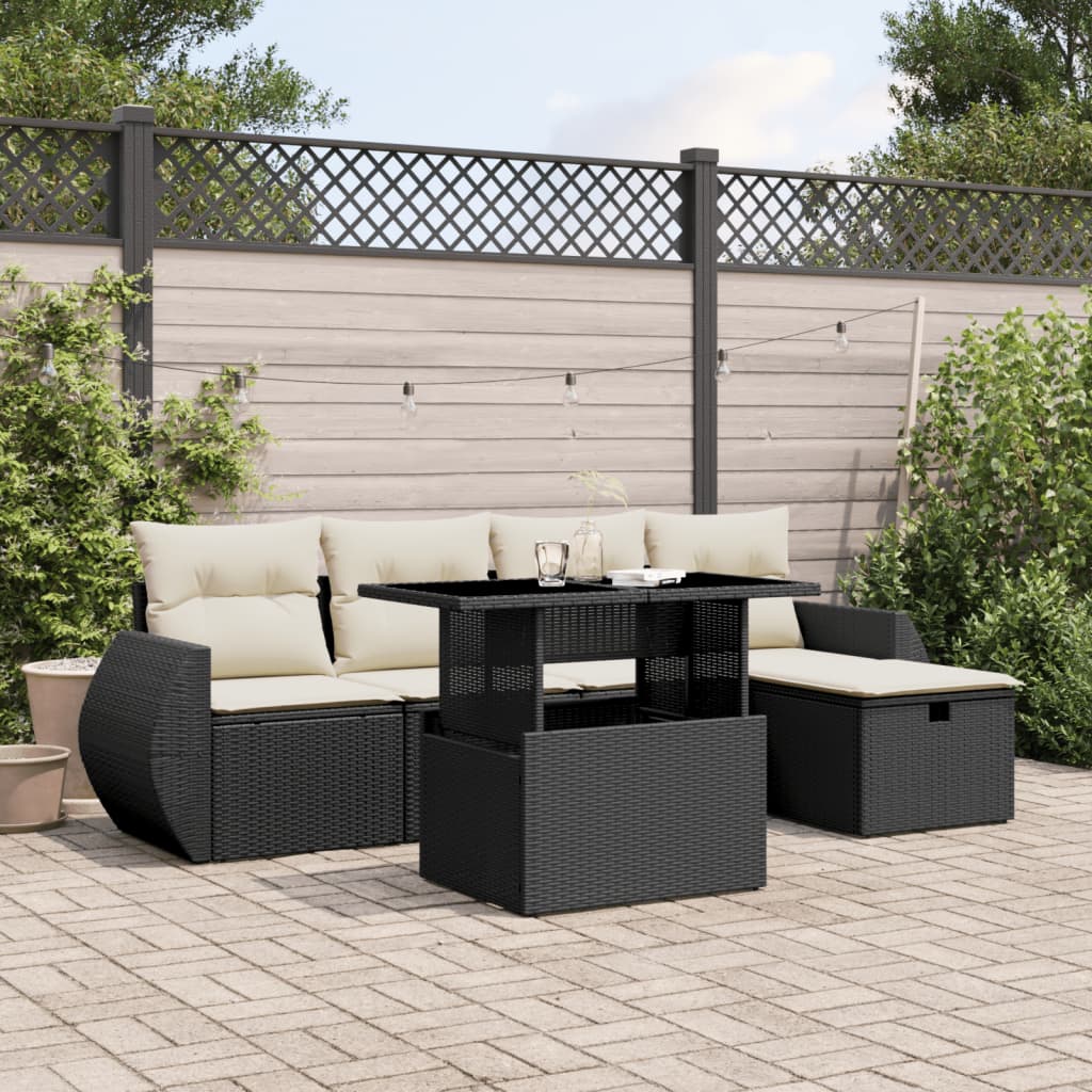 Sofasæt Til Haven 6 Dele Med Hynder Polyrattan Brun