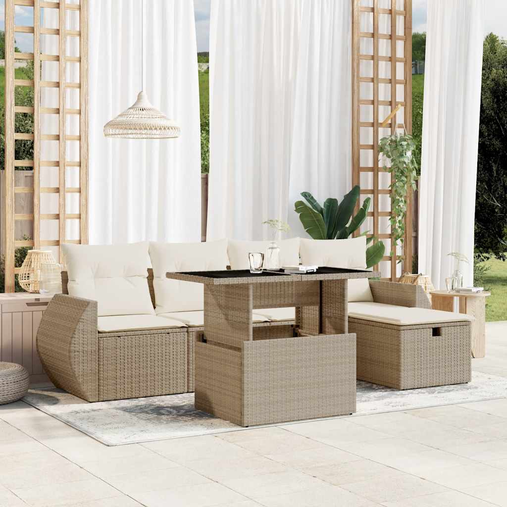 Sofasæt Til Haven 6 Dele Med Hynder Polyrattan Brun