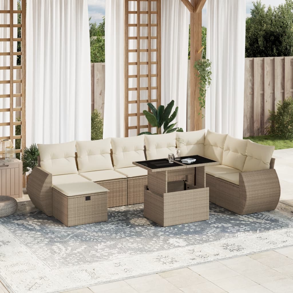 Sofasæt Til Haven 9 Dele Med Hynder Polyrattan Brun