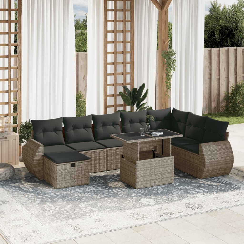 Sofasæt Til Haven 9 Dele Med Hynder Polyrattan Brun
