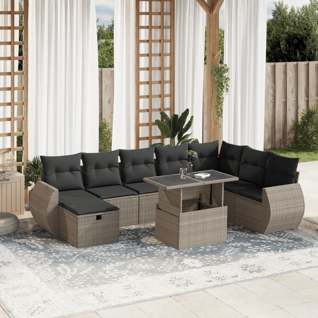 Sofasæt Til Haven 9 Dele Med Hynder Polyrattan Brun