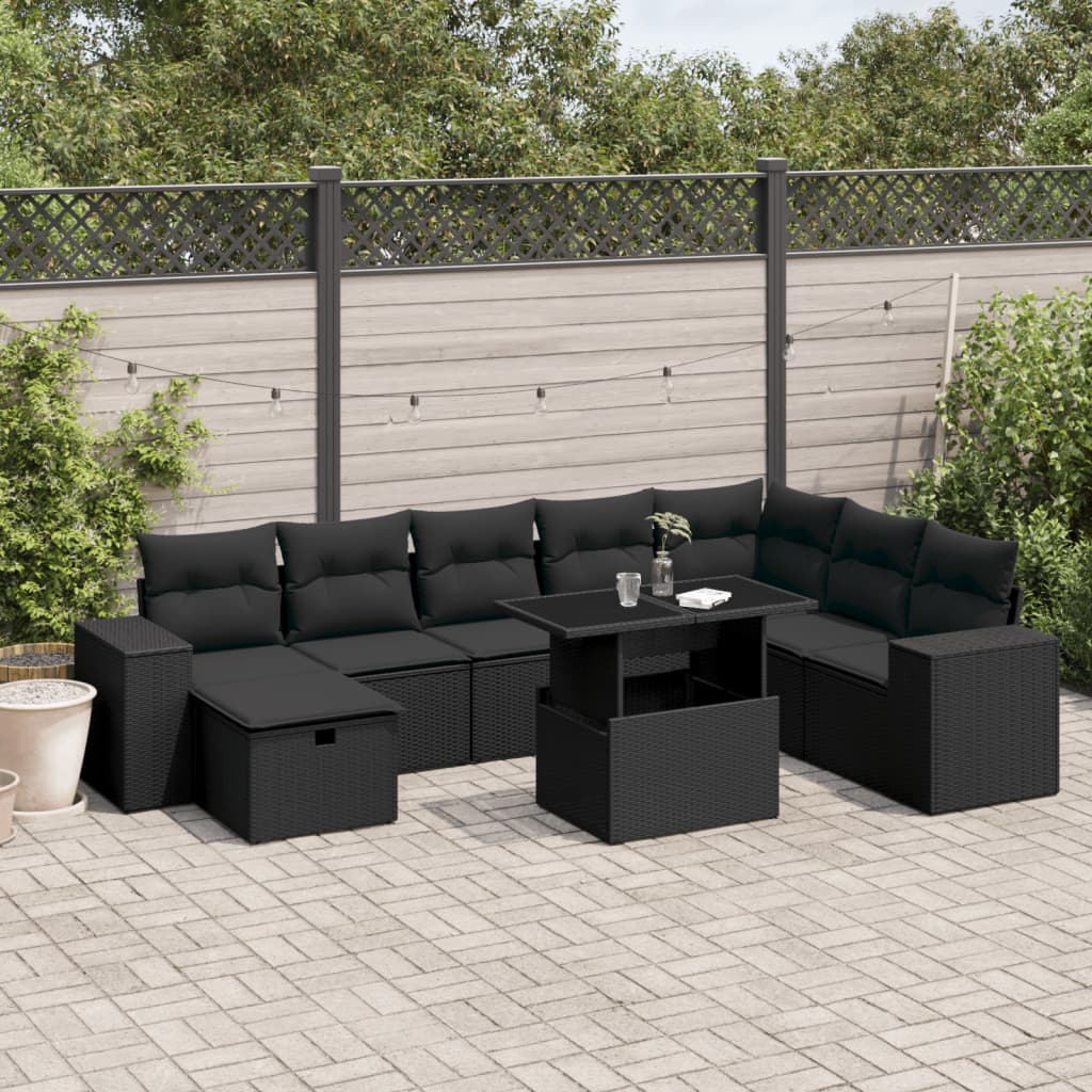 Sofasæt Til Haven 9 Dele Med Hynder Polyrattan Brun