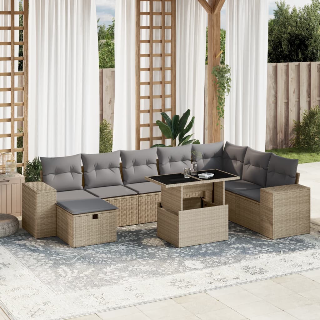 Sofasæt Til Haven 9 Dele Med Hynder Polyrattan Brun