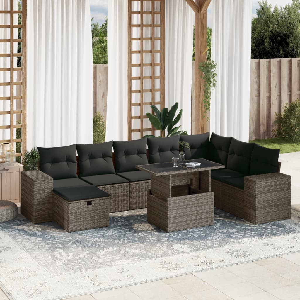 Sofasæt Til Haven 9 Dele Med Hynder Polyrattan Brun