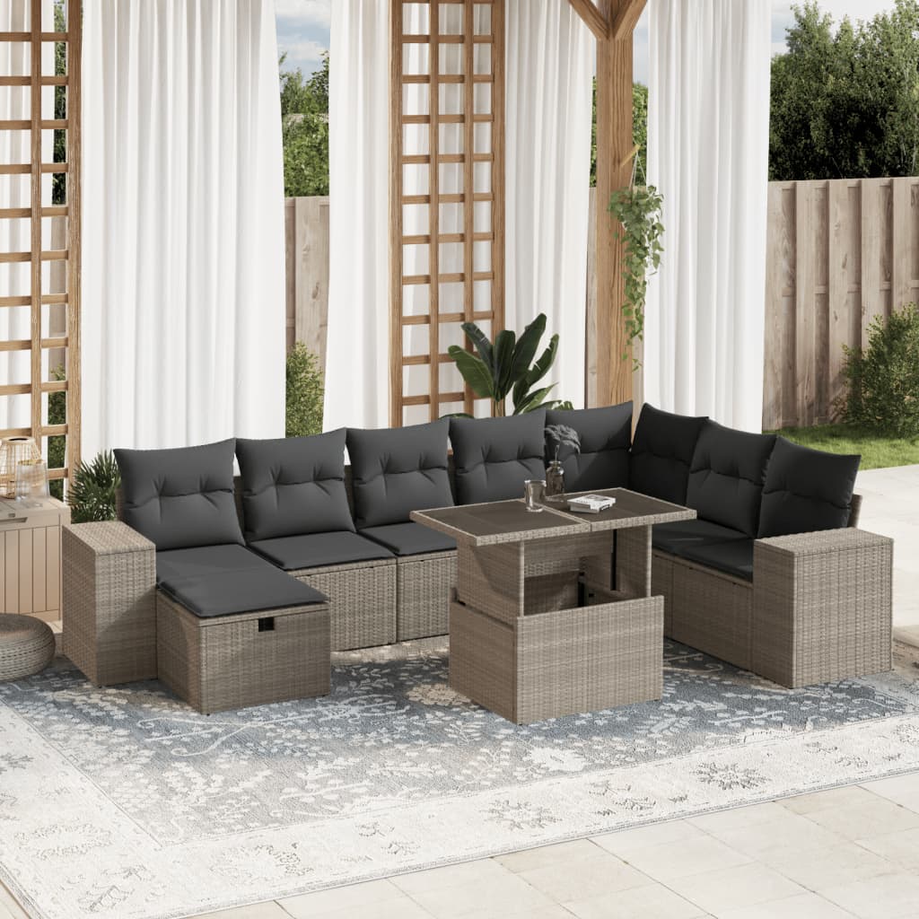 Sofasæt Til Haven 9 Dele Med Hynder Polyrattan Brun