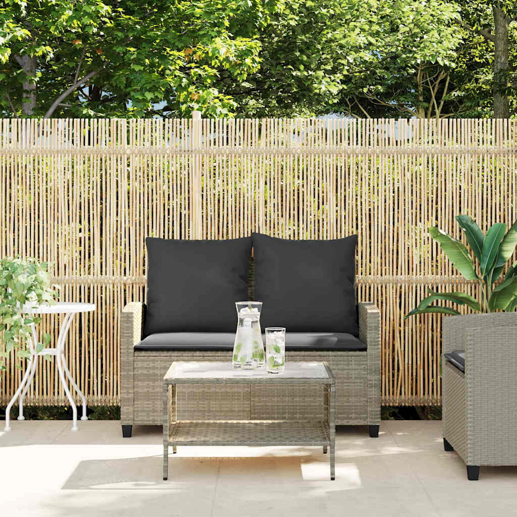 2-Personers Sofa Med Hynder Og Bord Polyrattan