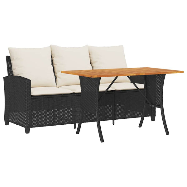 3-Personers Sofa Med Hynder Og Bord Polyrattan