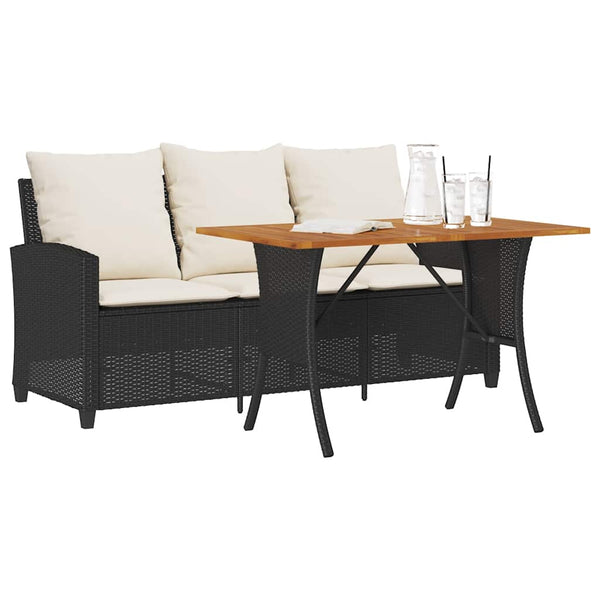 3-Personers Sofa Med Hynder Og Bord Polyrattan