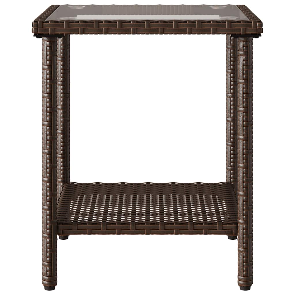 Havesofa Med Bord Og Hynder L-Formet Polyrattan Brun