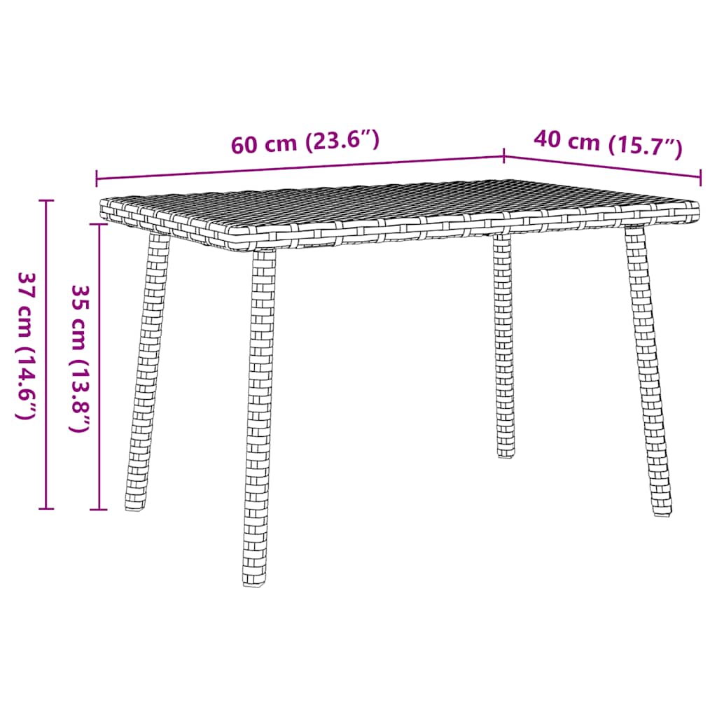 Havesofabord Firkantet Polyrattan