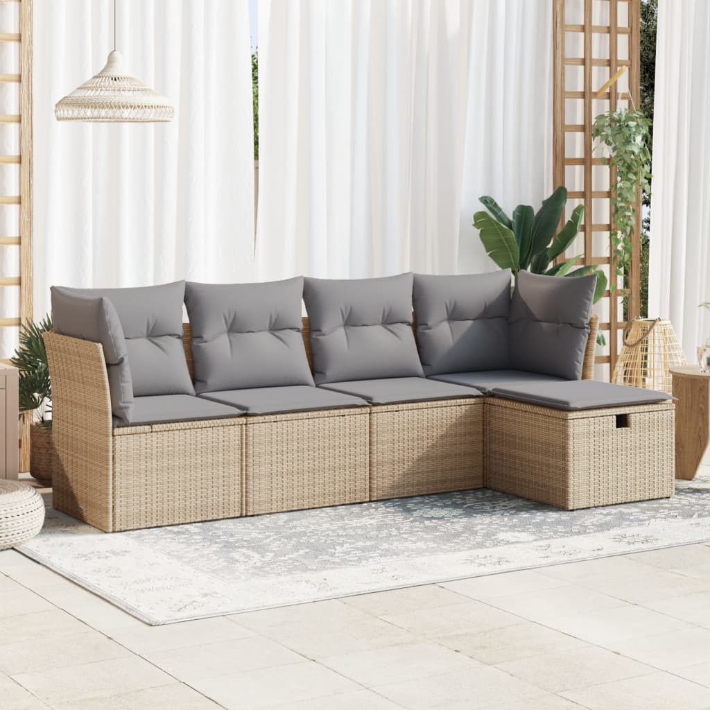 Sofasæt Til Haven 6 Dele Med Hynder Polyrattan Brun