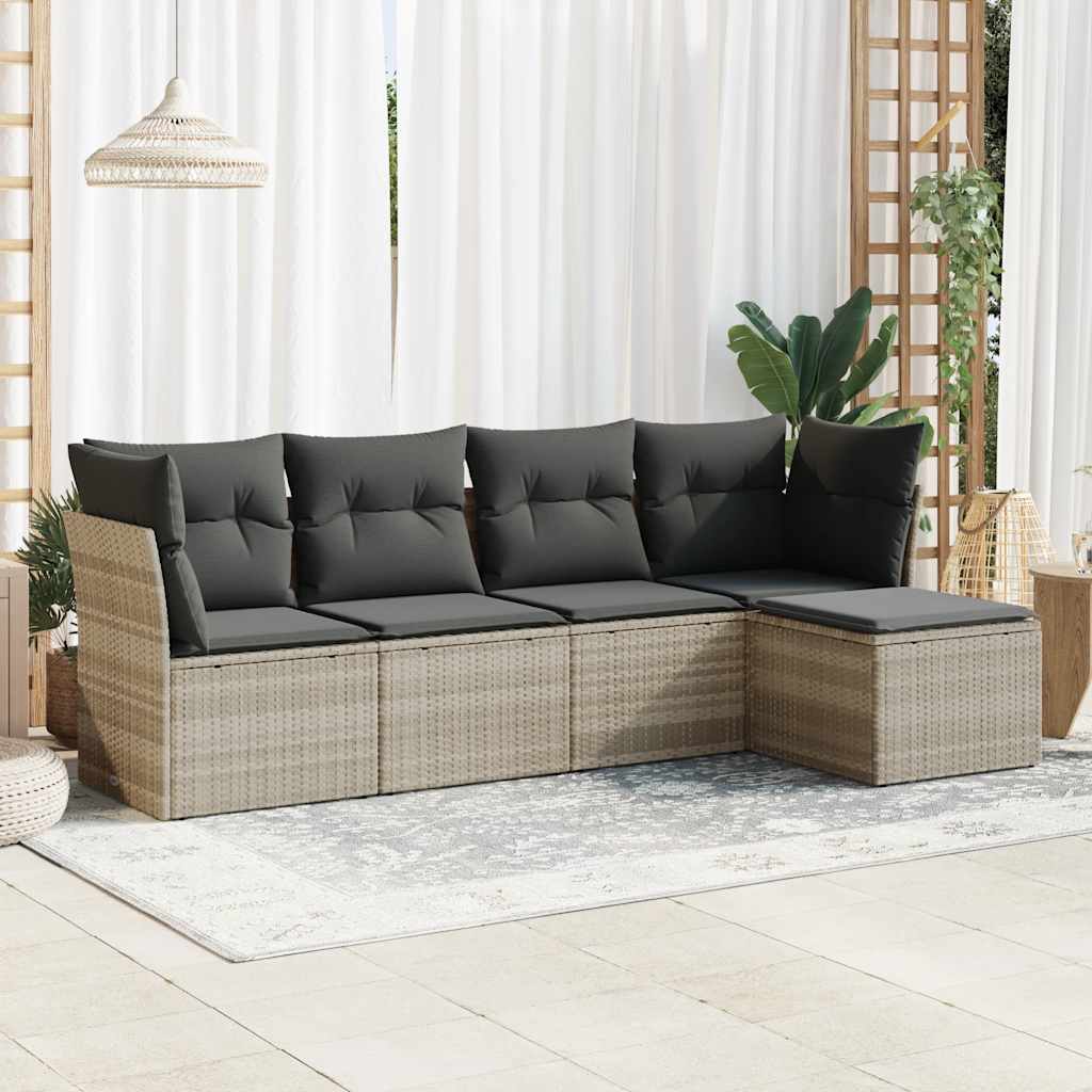 Sofasæt Til Haven 6 Dele Med Hynder Polyrattan Brun
