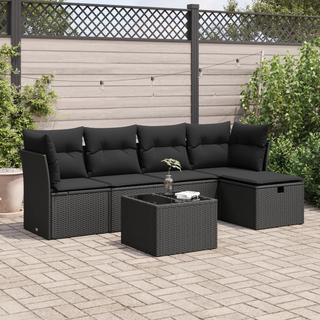 Sofasæt Til Haven 6 Dele Med Hynder Polyrattan Brun