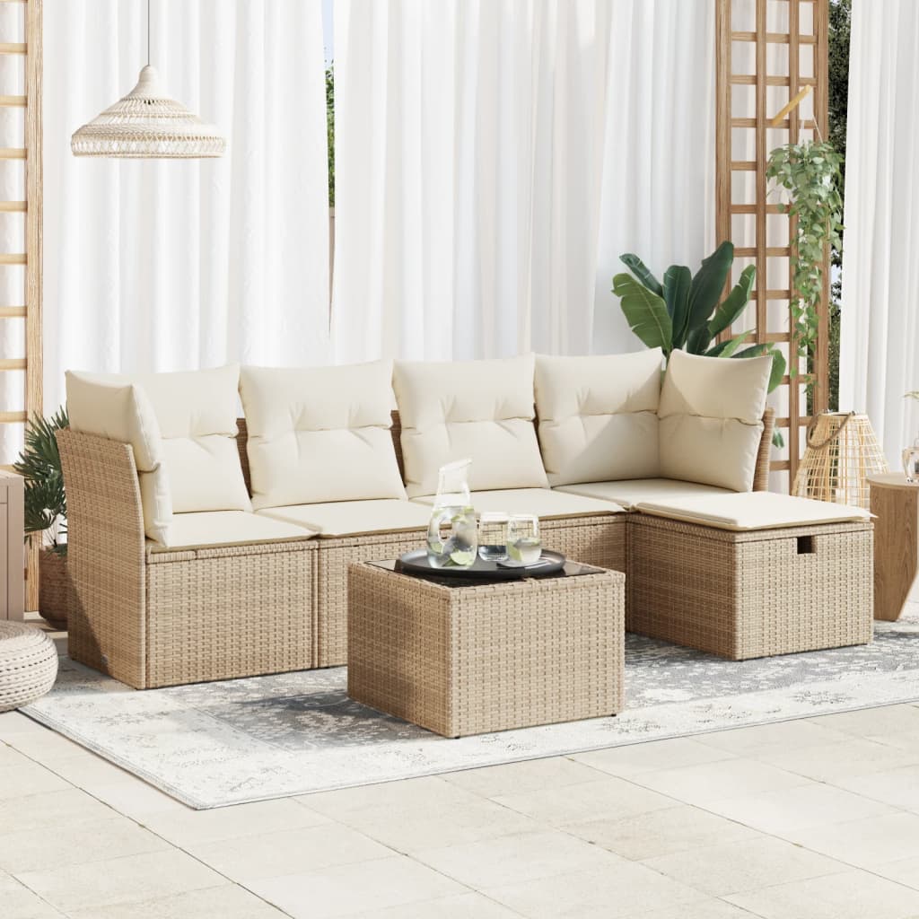 Sofasæt Til Haven 6 Dele Med Hynder Polyrattan Brun