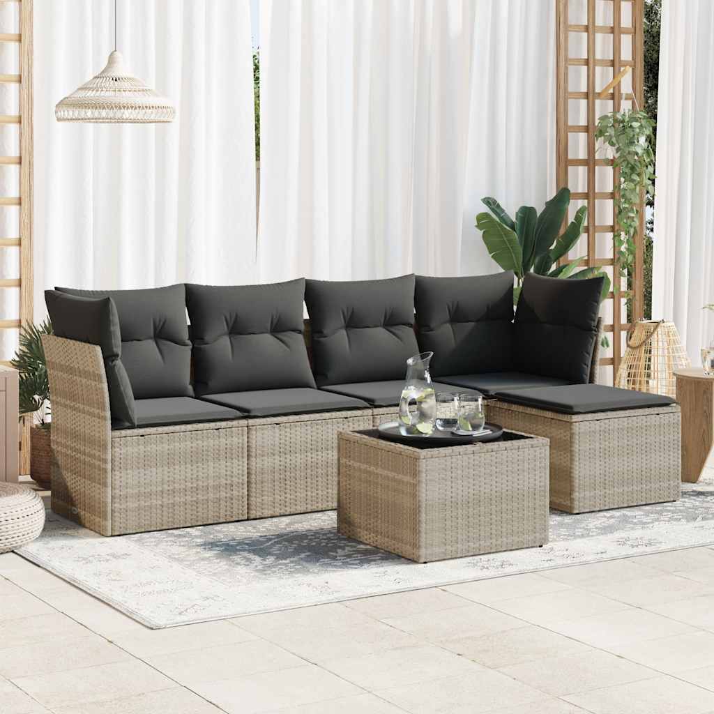 Sofasæt Til Haven 6 Dele Med Hynder Polyrattan Brun