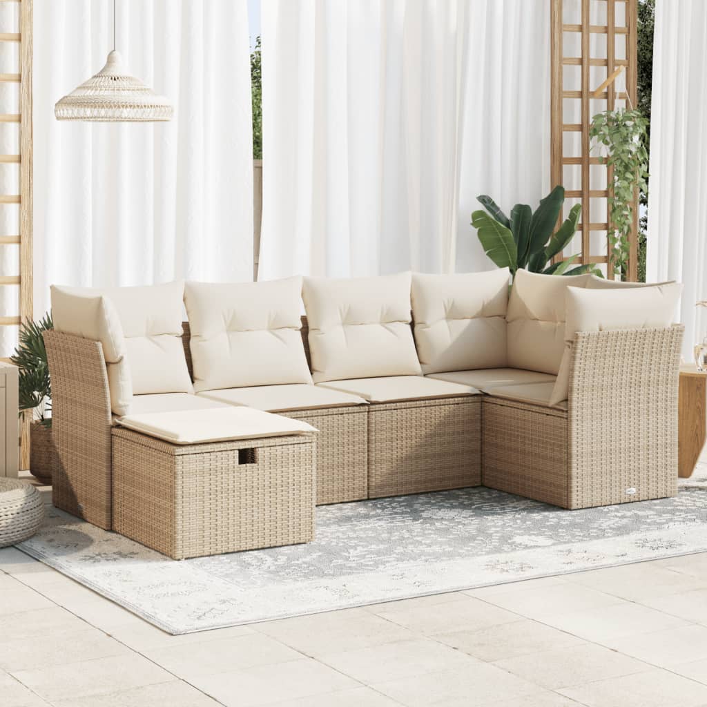 Sofasæt Til Haven 7 Dele Med Hynder Polyrattan Brun