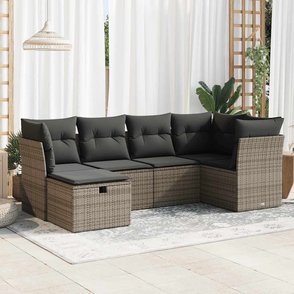 Sofasæt Til Haven 7 Dele Med Hynder Polyrattan Brun