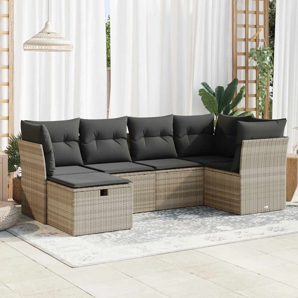 Sofasæt Til Haven 7 Dele Med Hynder Polyrattan Brun