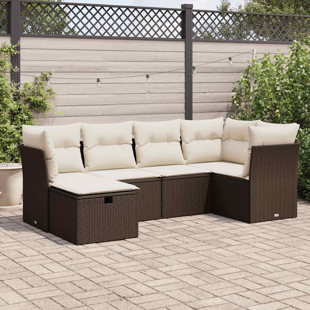 Sofasæt Til Haven 7 Dele Med Hynder Polyrattan Brun