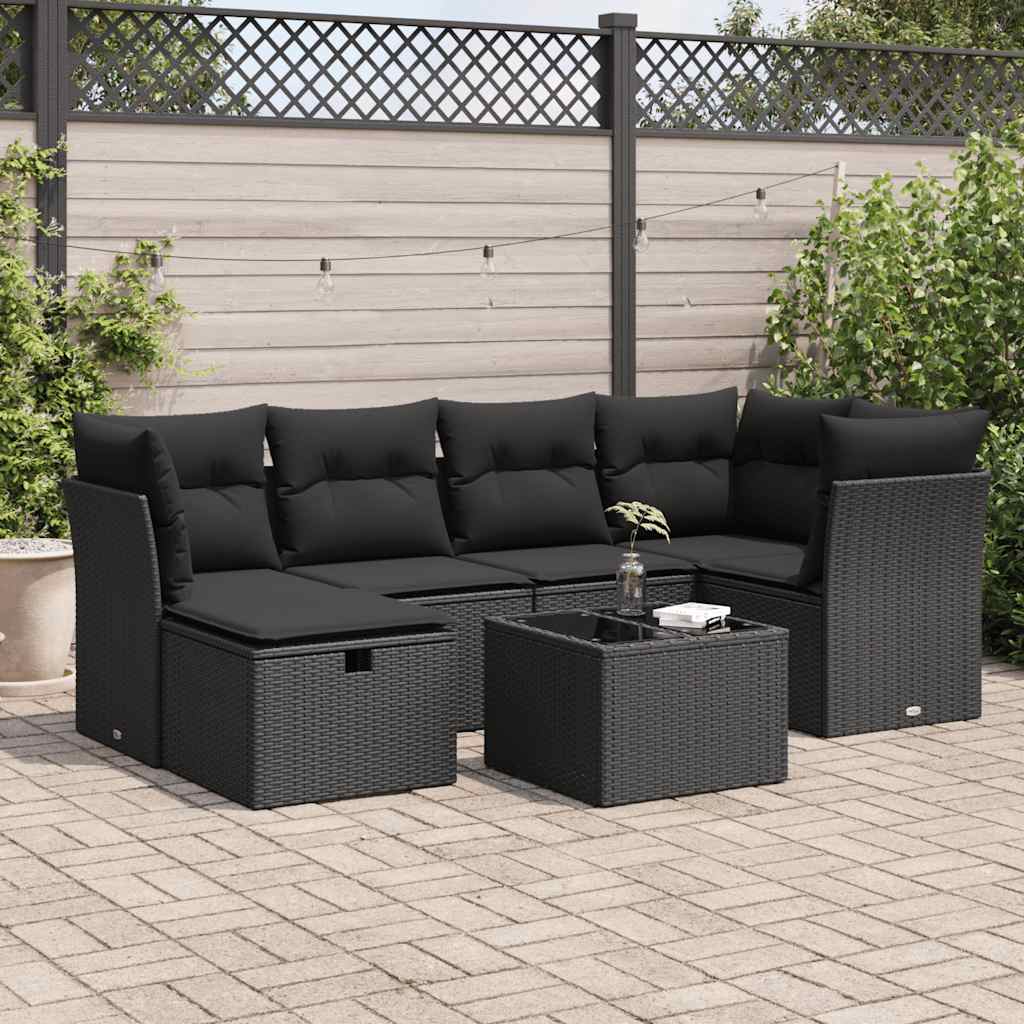 Sofasæt Til Haven 7 Dele Med Hynder Polyrattan Brun