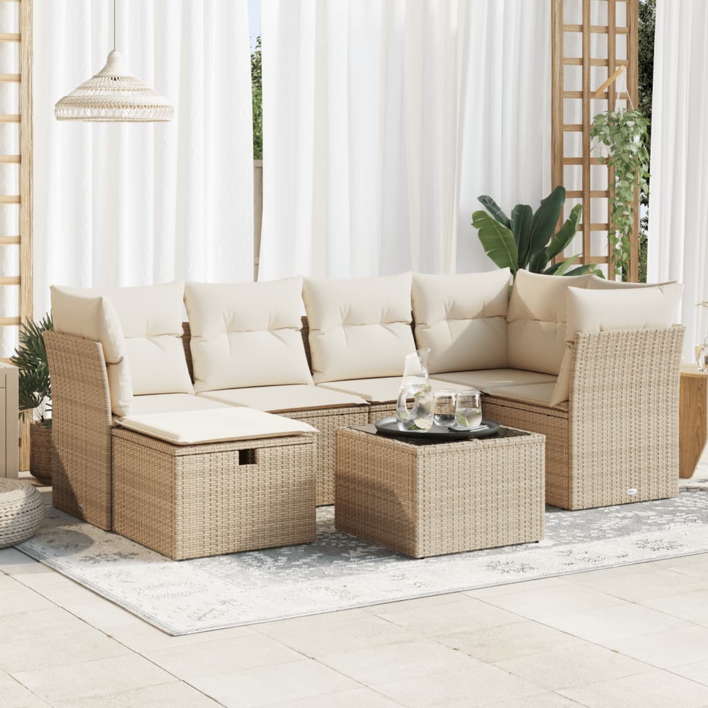 Sofasæt Til Haven 7 Dele Med Hynder Polyrattan Brun