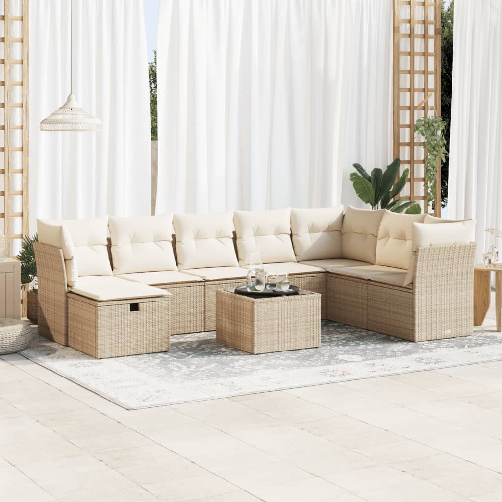Sofasæt Til Haven 9 Dele Med Hynder Polyrattan Brun