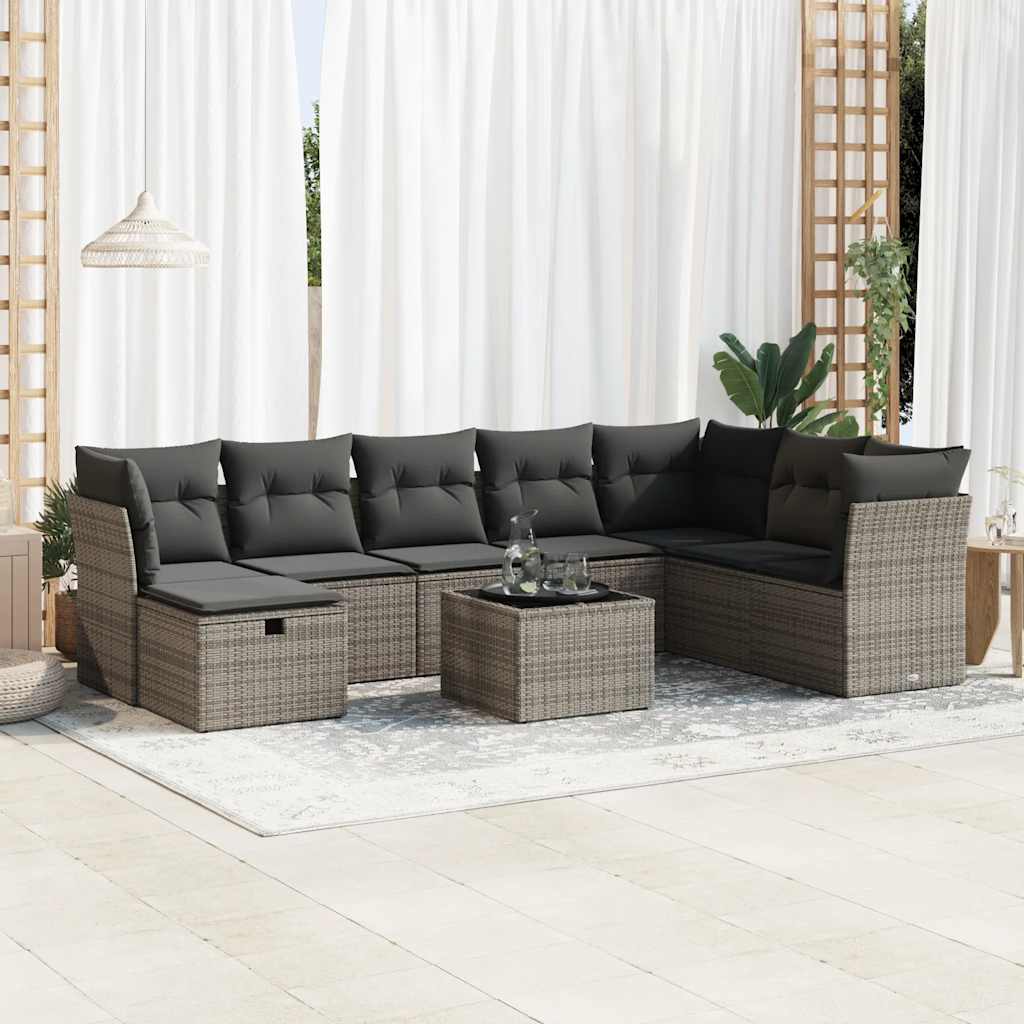 Sofasæt Til Haven 9 Dele Med Hynder Polyrattan Brun