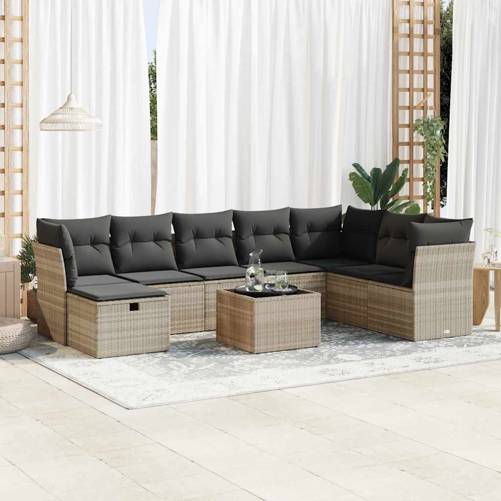 Sofasæt Til Haven 9 Dele Med Hynder Polyrattan Brun