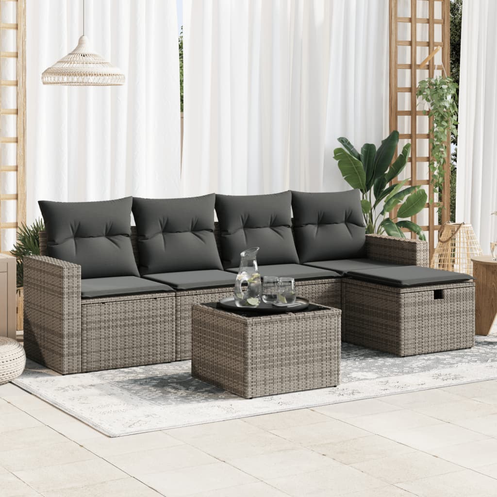 Sofasæt Til Haven 6 Dele Med Hynder Polyrattan Brun