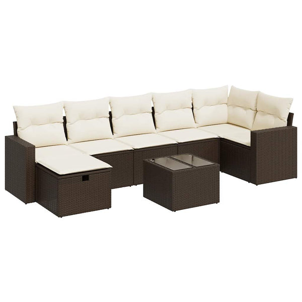 Sofasæt Til Haven 8 Dele Med Hynder Polyrattan Brun