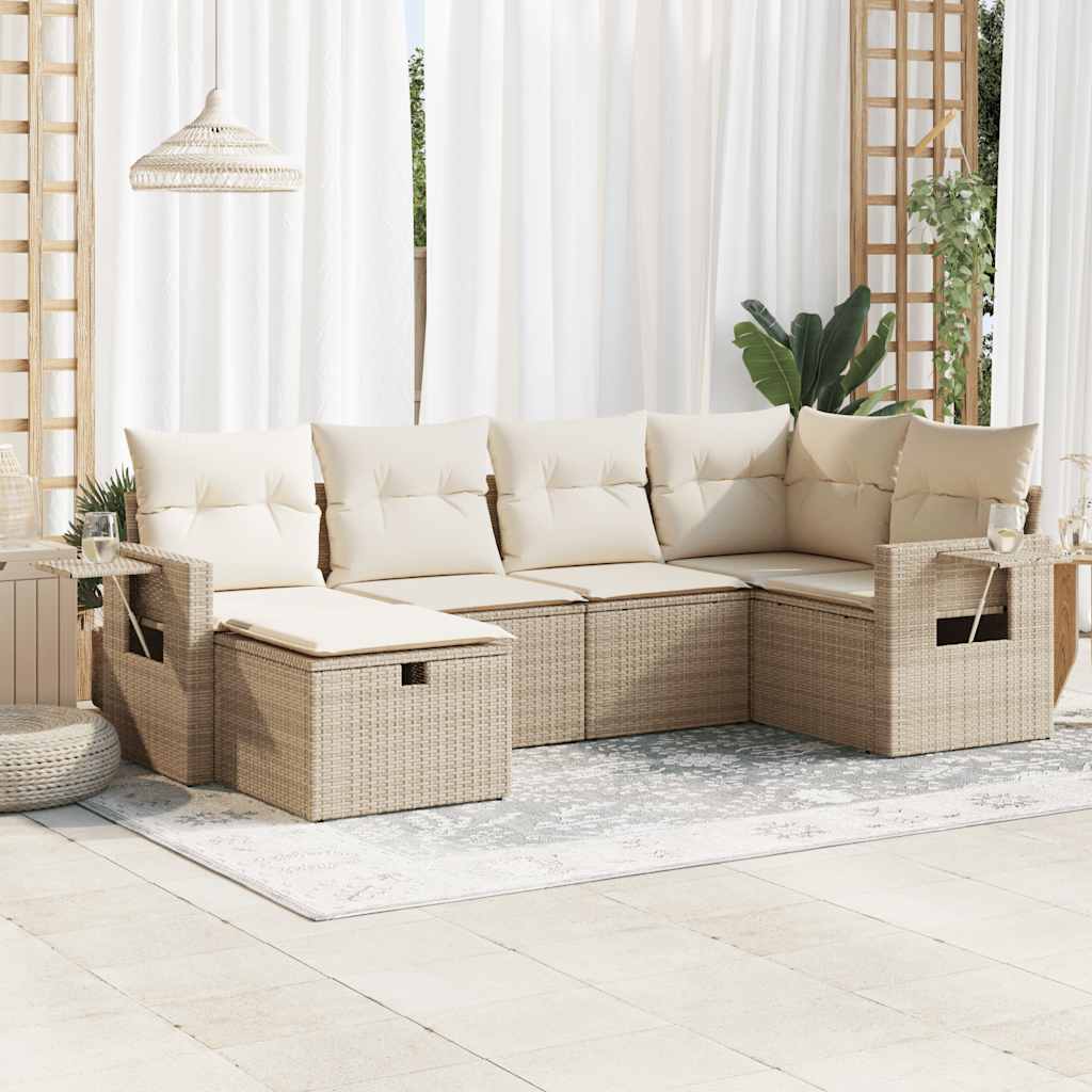 Sofasæt Til Haven 7 Dele Med Hynder Polyrattan Brun