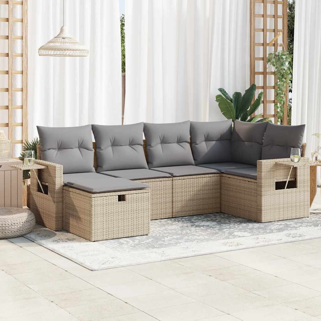 Sofasæt Til Haven 7 Dele Med Hynder Polyrattan Brun