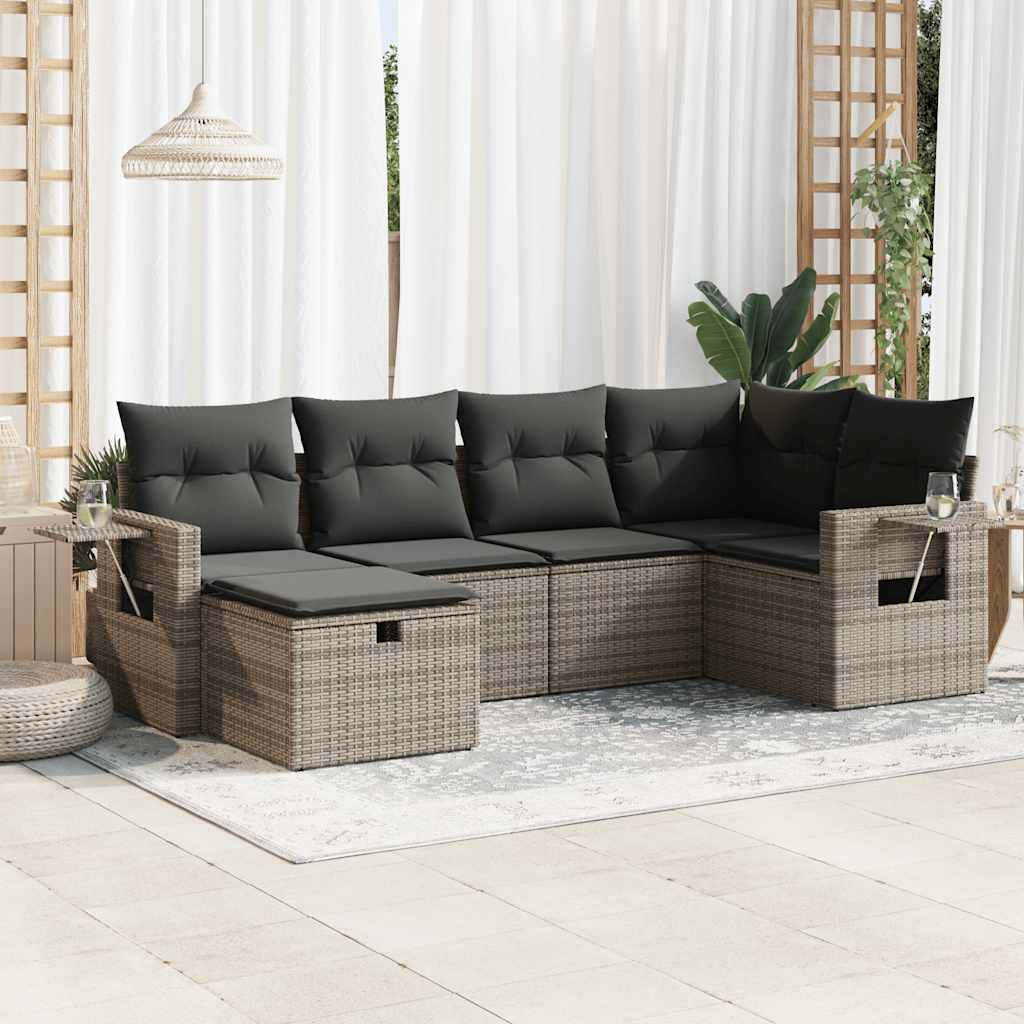 Sofasæt Til Haven 7 Dele Med Hynder Polyrattan Brun