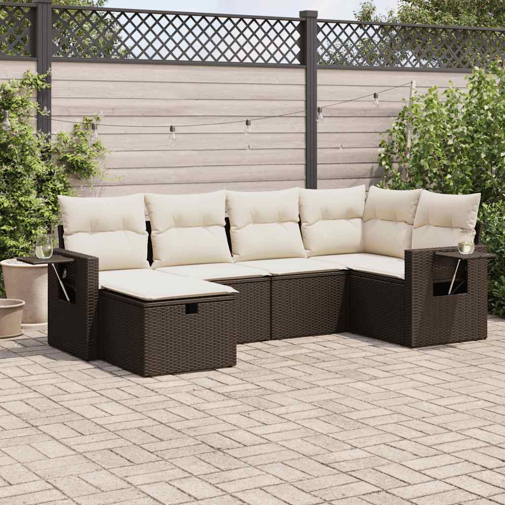 Sofasæt Til Haven 7 Dele Med Hynder Polyrattan Brun