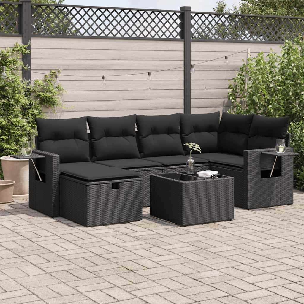 Sofasæt Til Haven 7 Dele Med Hynder Polyrattan Brun